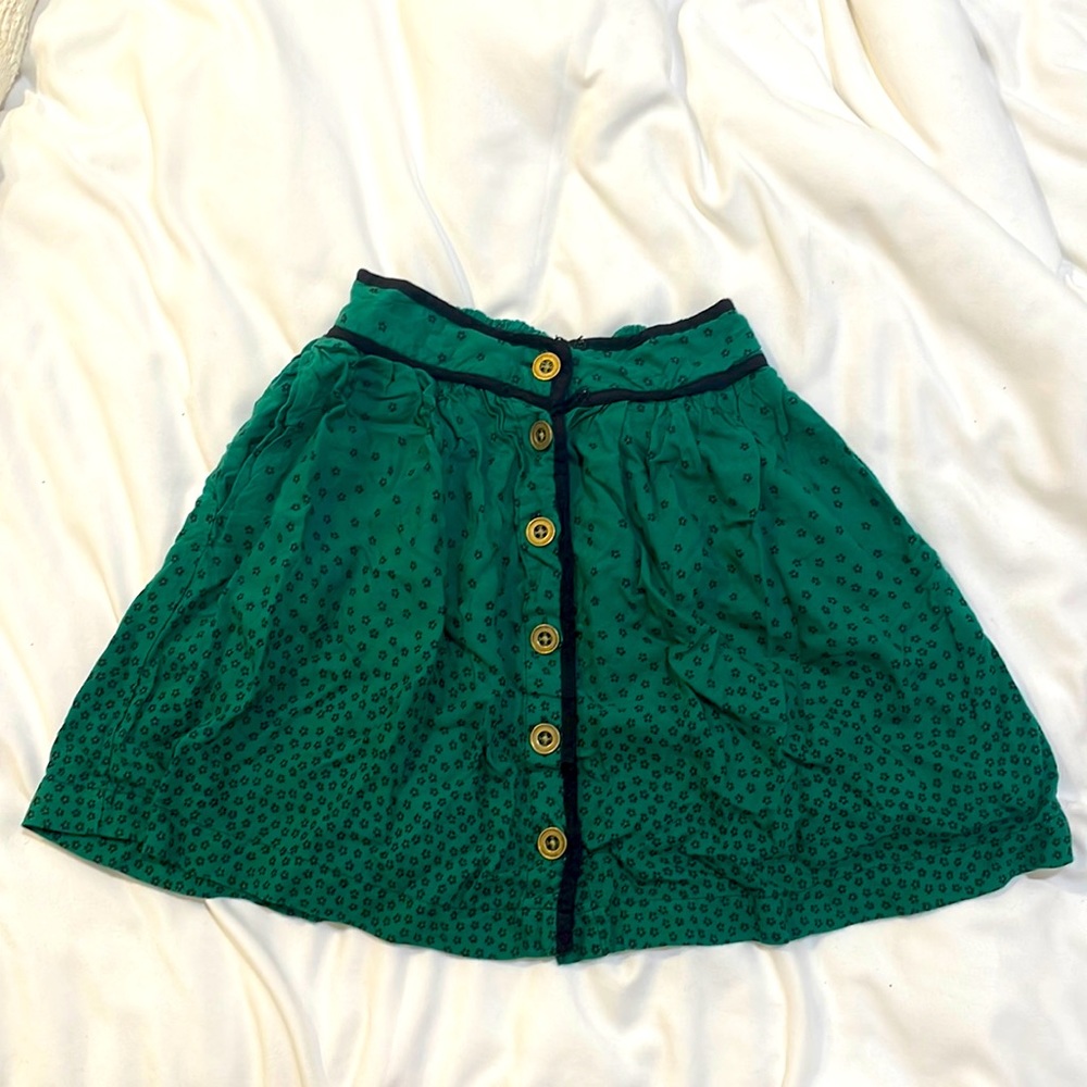 Green and Black Floral Mini Skirt